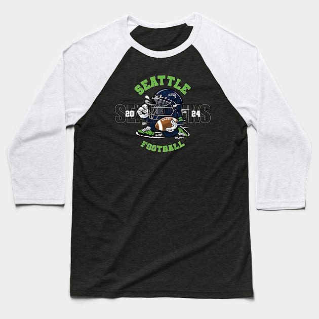 Seattle Football Baseball T-Shirt by Nagorniak